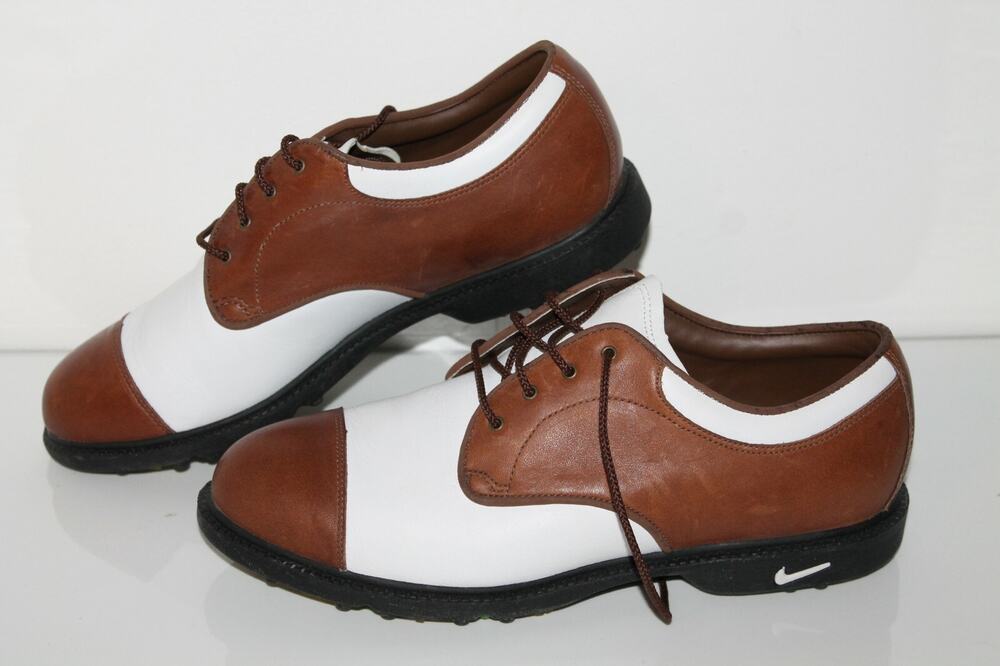 Nike Classic Golf Shoes, Women's 9, Brown White Leather, Golfcore, Preppy